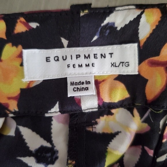 Equipment Florence Silk Trouser Pant High Rise Floral Leaf Straight Leg XL - Picture 9 of 15